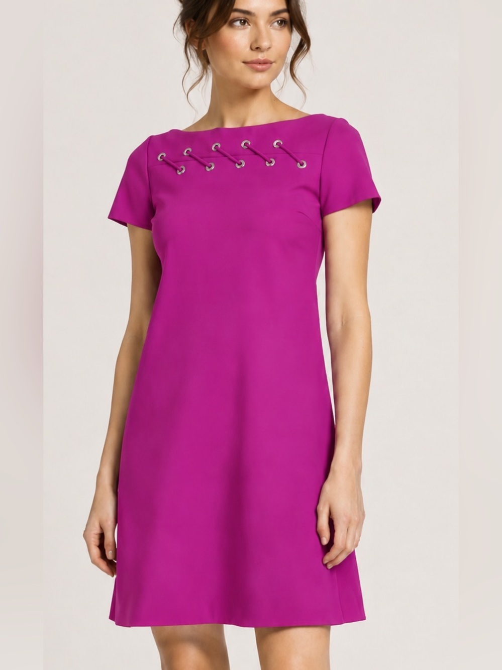 Chiara Boni La Petite Robe Rosario Grommet Lace Up Dress Pink Size 6